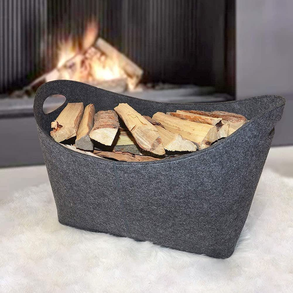 Anyhouz Storage Bag Gray Basket Fire Wood Fruit Vegetable Flower Plant Organizing Rack Container-Exercise & Fitness-PEROZ Accessories