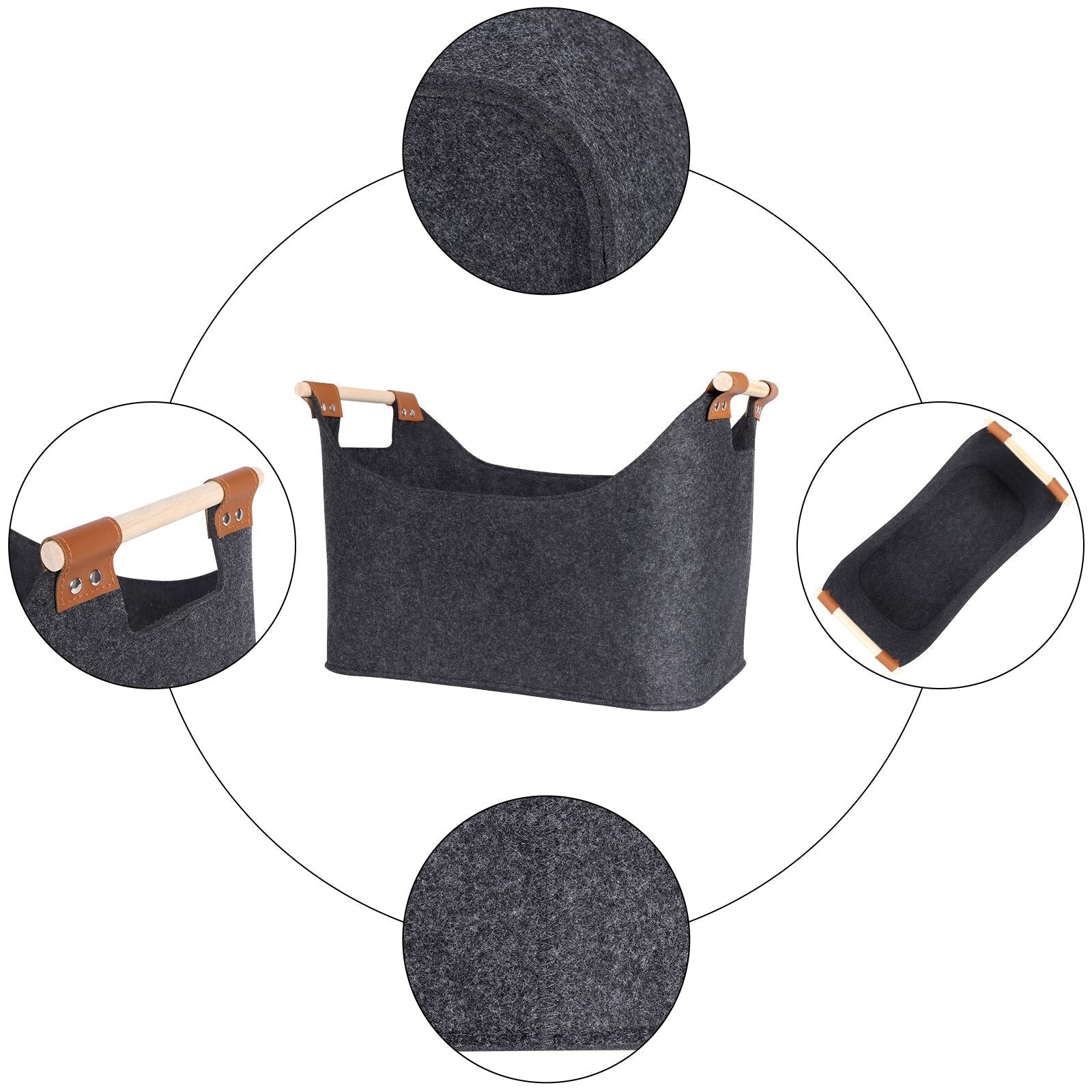 Anyhouz Storage Bag Gray Basket Fire Wood Fruit Vegetable Flower Plant Organizing Rack Container-Exercise & Fitness-PEROZ Accessories
