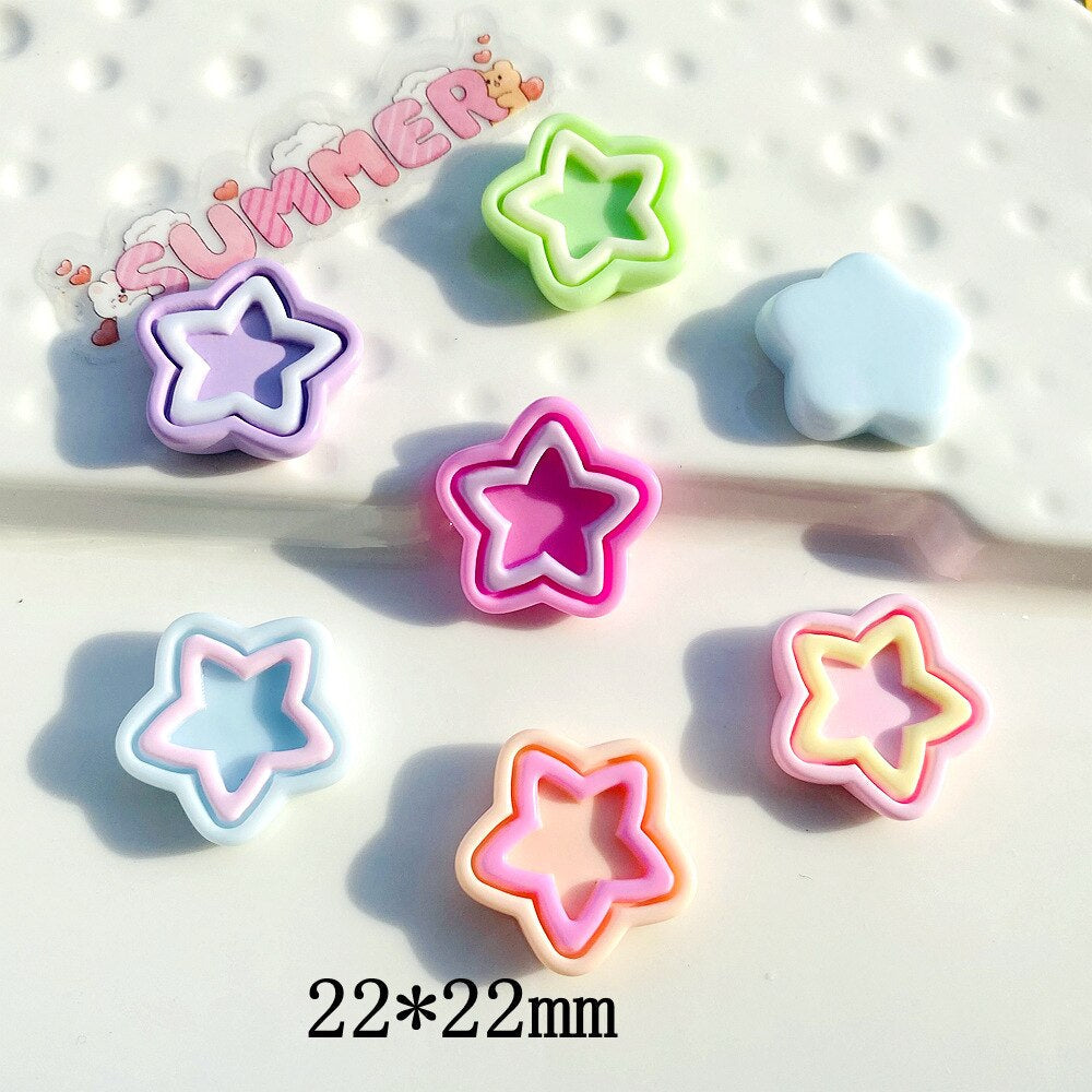Anykidz 6pcs Two Colored Five Pointed Star Design Shoe Charm Accessories Jeans Clogs Pendant Pin Designer Ornament Jibbitz for Crocs-Shoe Charms-PEROZ Accessories