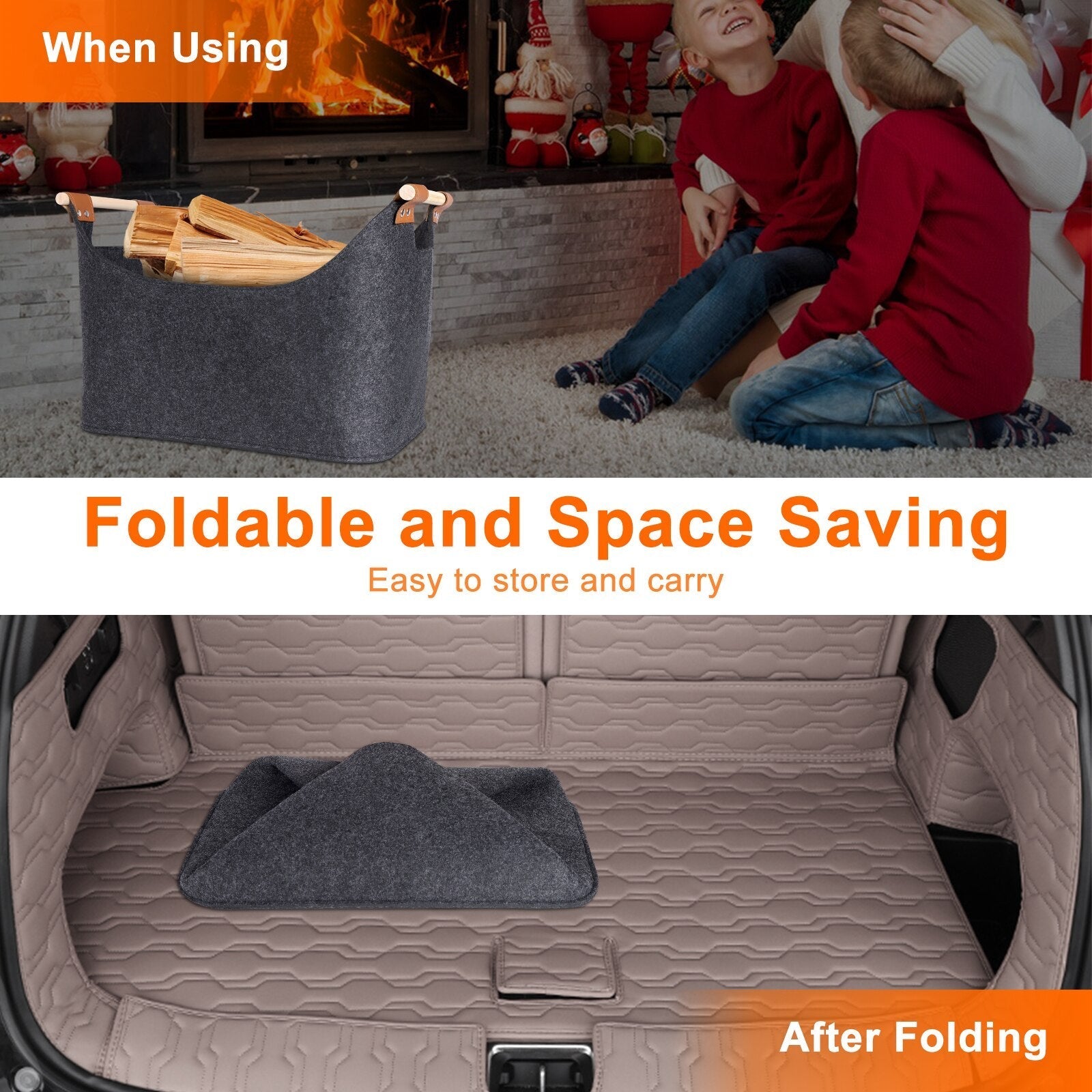 Anyhouz Storage Bag Gray Basket Fire Wood Fruit Vegetable Flower Plant Organizing Rack Container-Exercise & Fitness-PEROZ Accessories