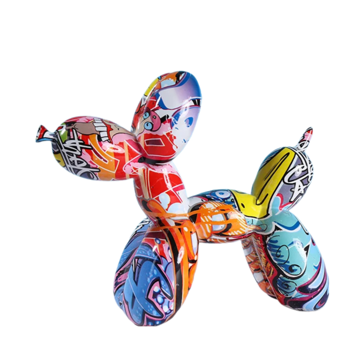 Anyhouz Home Figurine Nordic Balloon Dog Graffiti Resin for Living Room Desktop Decoration Accessories Gifts-Sculptures & Statues-PEROZ Accessories