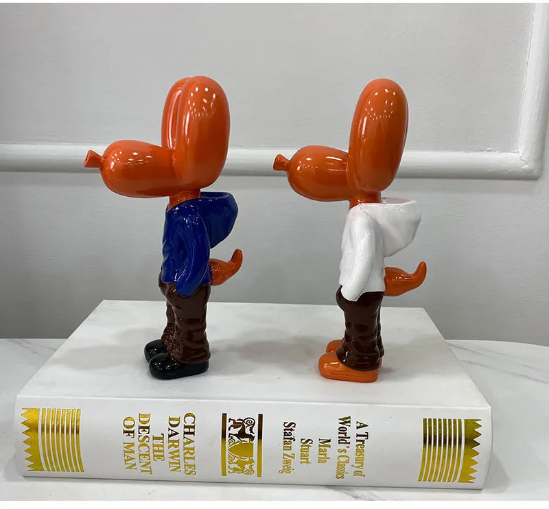 Anyhouz Home Figurine Balloon Dog Statue Orange 7inch Street Art Resin for Living Room Desktop Decoration Accessories Gifts-Sculptures & Statues-PEROZ Accessories