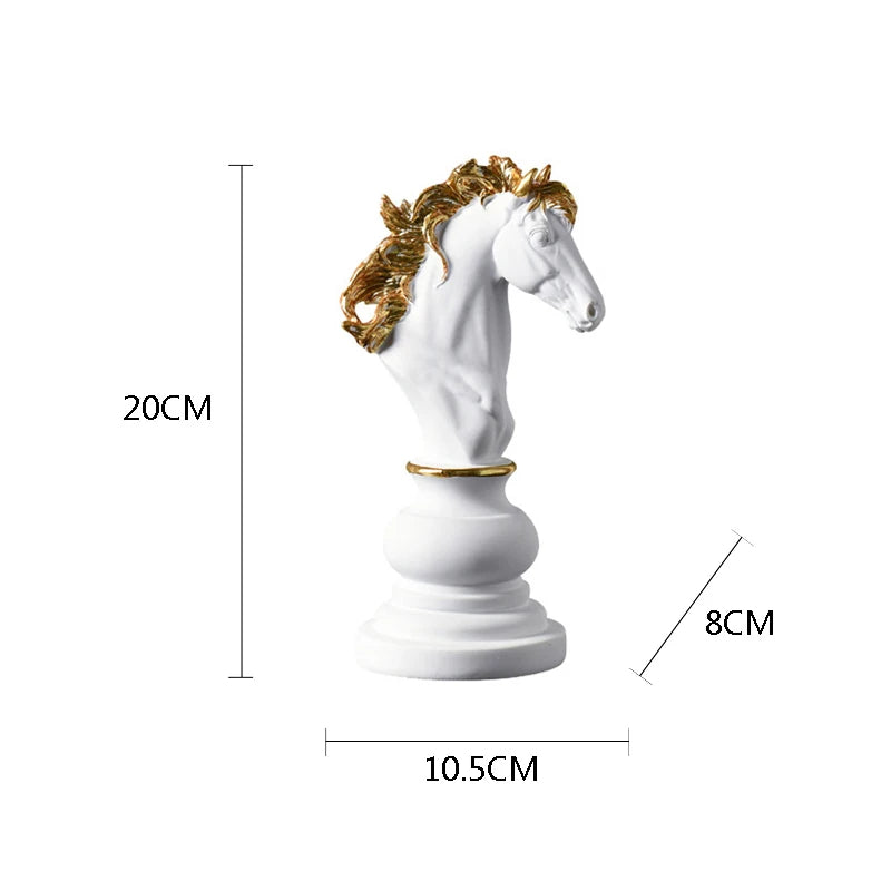 Anyhouz Home Figurine Chess Piece White Knight Medium Resin for Living Room Desktop Decoration Accessories Gifts-Sculptures & Statues-PEROZ Accessories