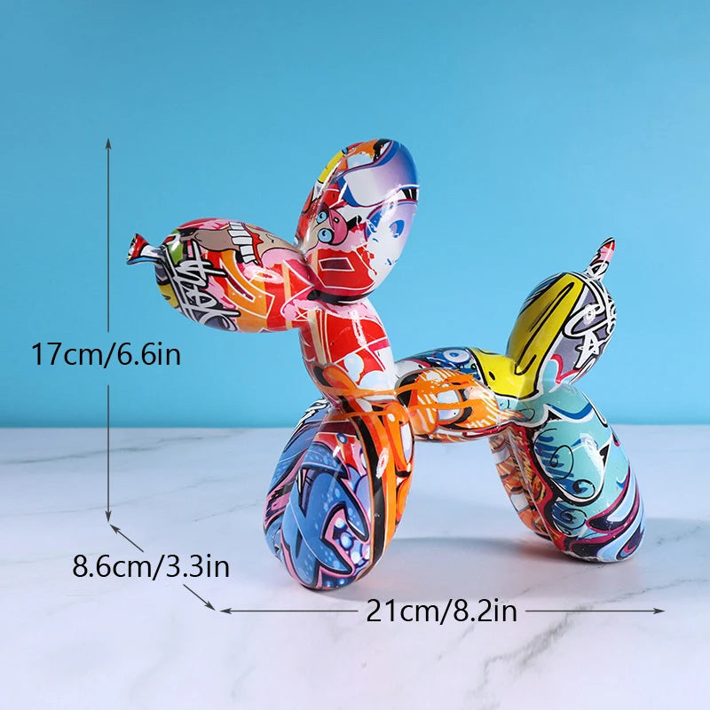 Anyhouz Home Figurine Nordic Balloon Dog Graffiti Resin for Living Room Desktop Decoration Accessories Gifts-Sculptures & Statues-PEROZ Accessories