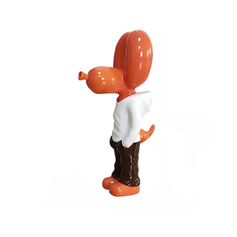 Anyhouz Home Figurine Balloon Dog Statue Orange 7inch Street Art Resin for Living Room Desktop Decoration Accessories Gifts-Sculptures & Statues-PEROZ Accessories