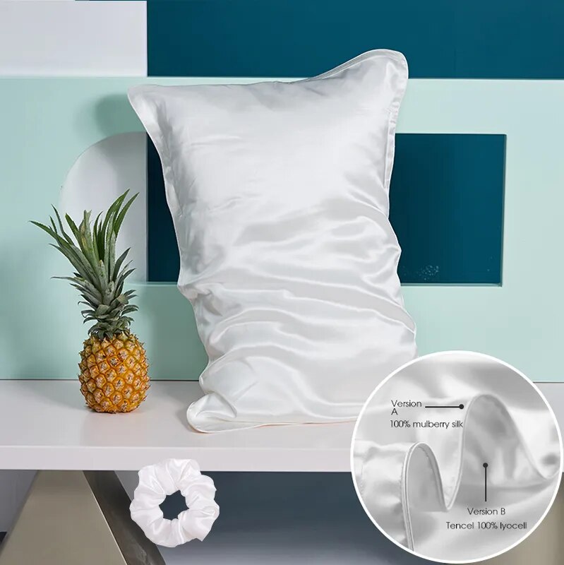 Anyhouz Pillowcase 51x66cm White Pure Real Silk For Comfortable And Relaxing Home Bed-Pillowcases-PEROZ Accessories