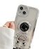 Anymob iPhone Case Pitch Black Chromed Astronaut Foldable Holder Phone Cover-Mobile Phone Cases-PEROZ Accessories