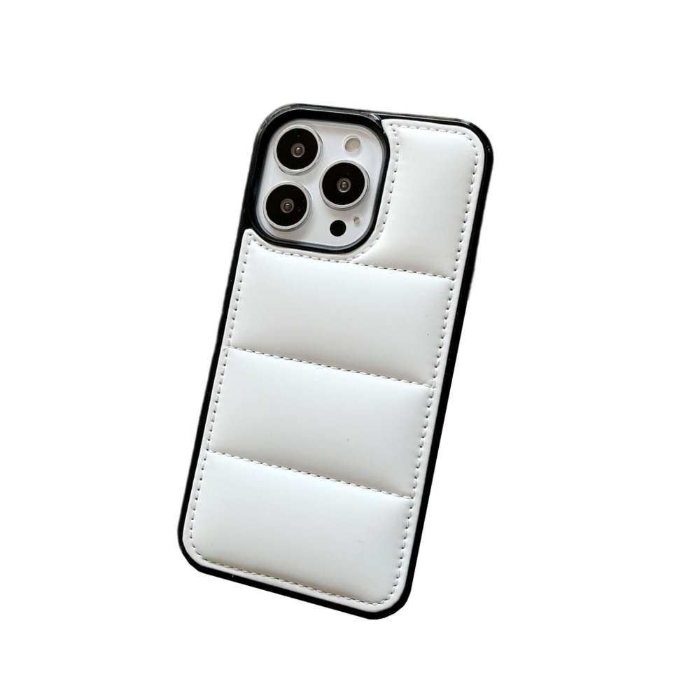 Anymob iPhone White Down Jacket Puffer Phone Case Fashion Soft Fabric Shockproof Bumper Cover-Mobile Phone Cases-PEROZ Accessories
