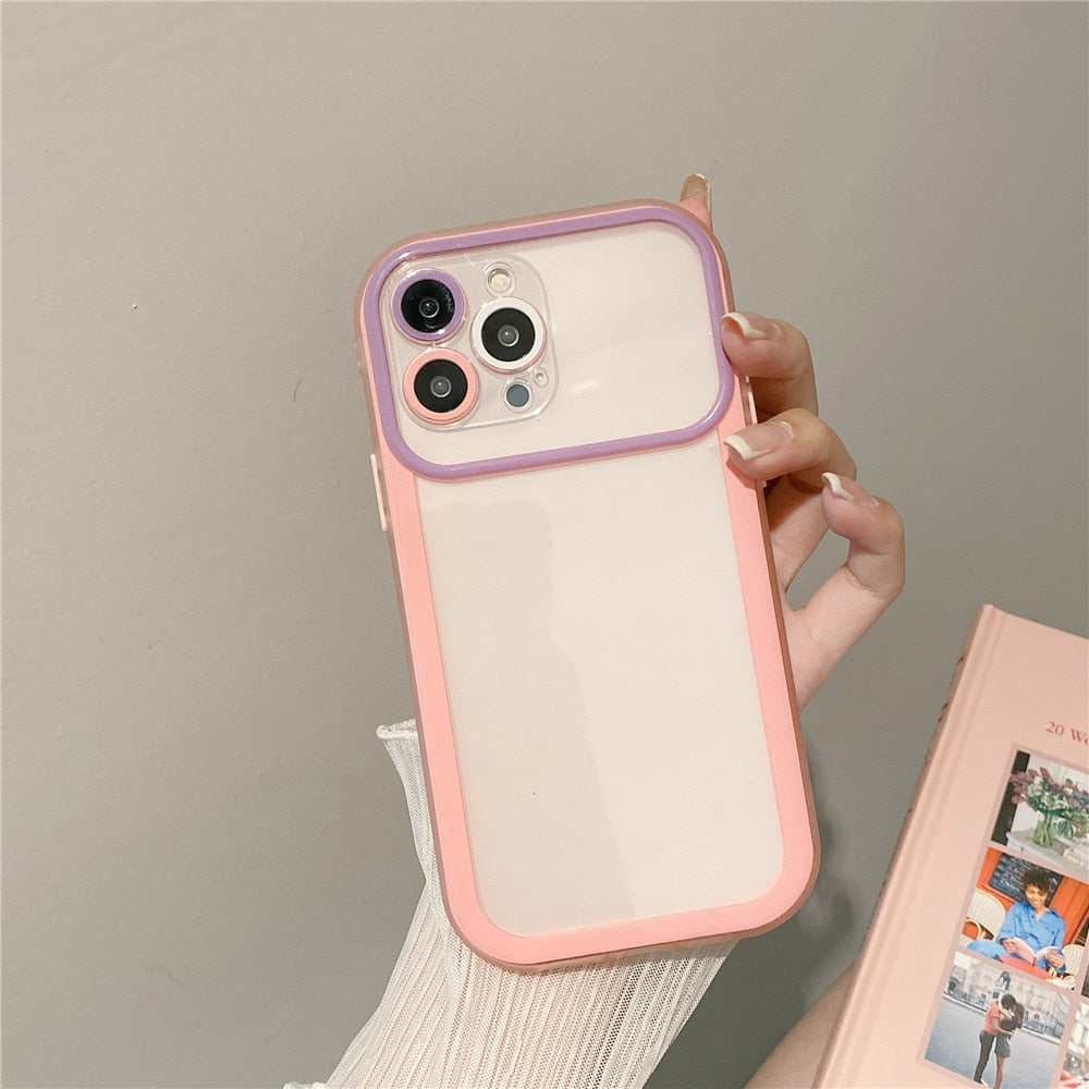 Anymob iPhone Case Pink Colorful Bumper Clear Soft Silicone Transparent Lens Protection Cover-Mobile Phone Cases-PEROZ Accessories