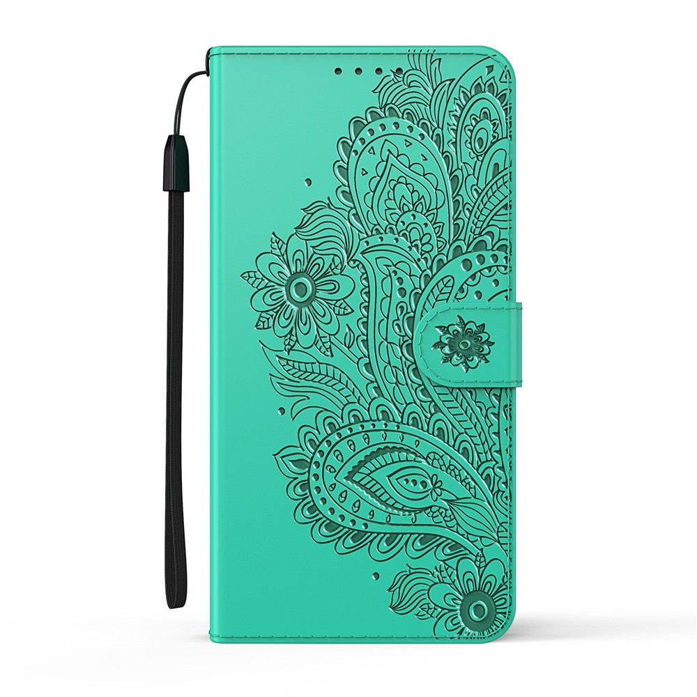 Anymob iPhone Green Flip Leather Phone Cases Peacock Pattern Wallet Cover-Mobile Phone Cases-PEROZ Accessories