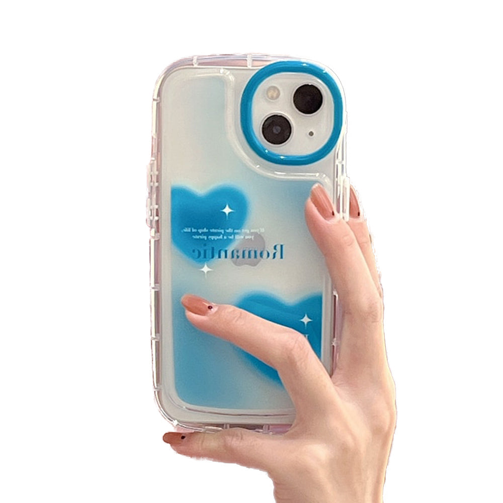 Anymob iPhone Case Blue Love Heart Transparent Soft Silicone Bumper Shockproof Clear Back Cover-Mobile Phone Cases-PEROZ Accessories