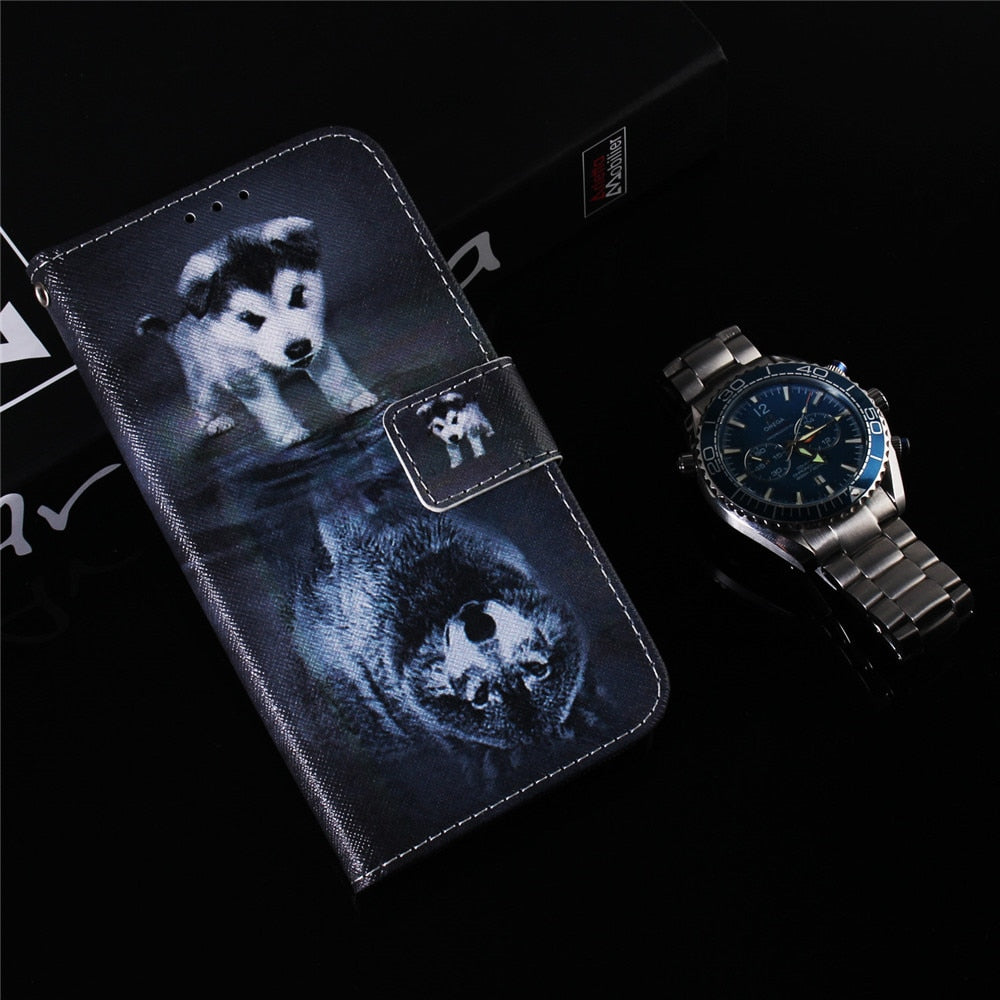 Anymob iPhone Case Black Wolf Magnetic Flip Leather Animal painting Card slot Wallet Book Style Phone Cover-Mobile Phone Cases-PEROZ Accessories