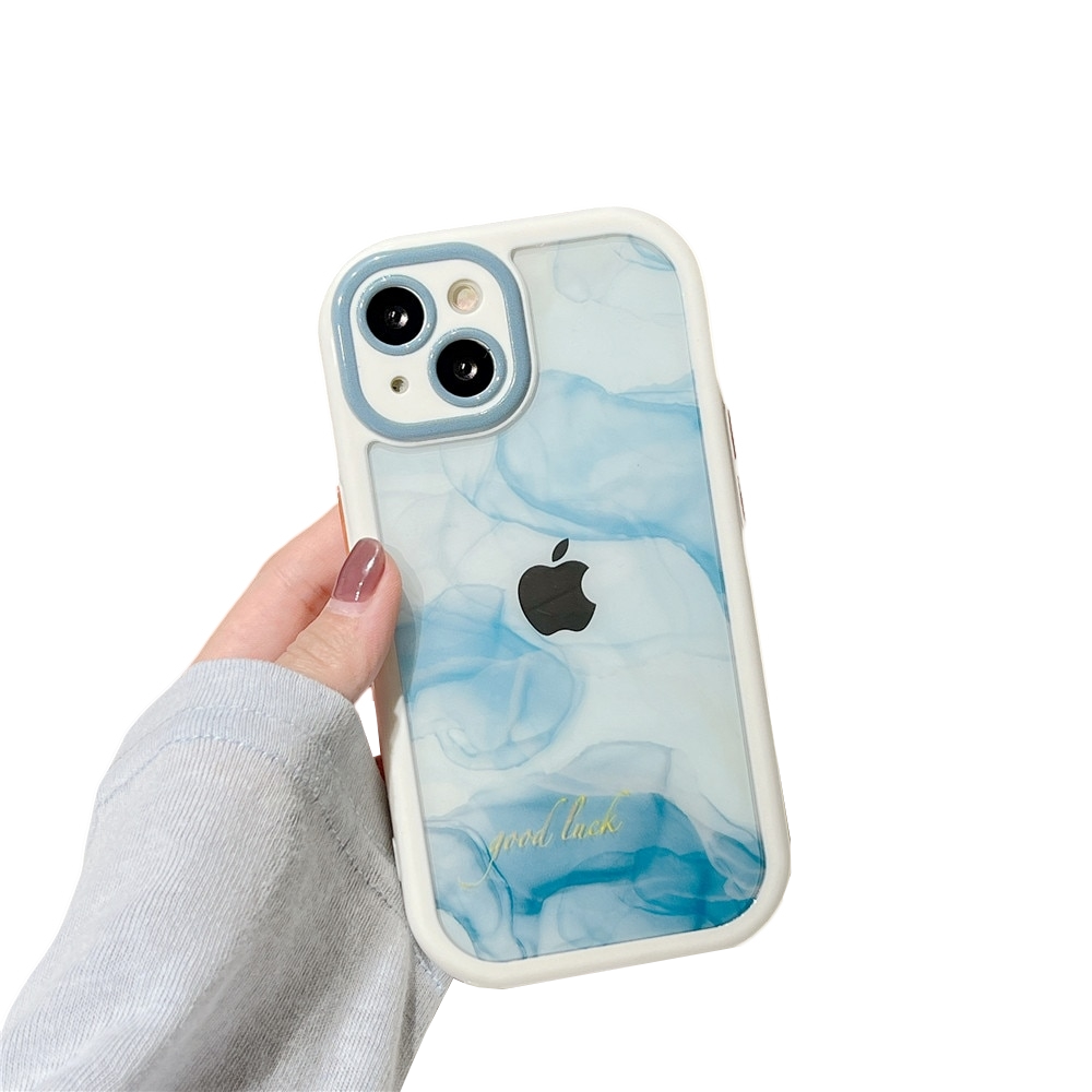 Anymob iPhone Blue Smoke Acrylic Watercolor Phone Case Transparent Shockproof Cover-Mobile Phone Cases-PEROZ Accessories