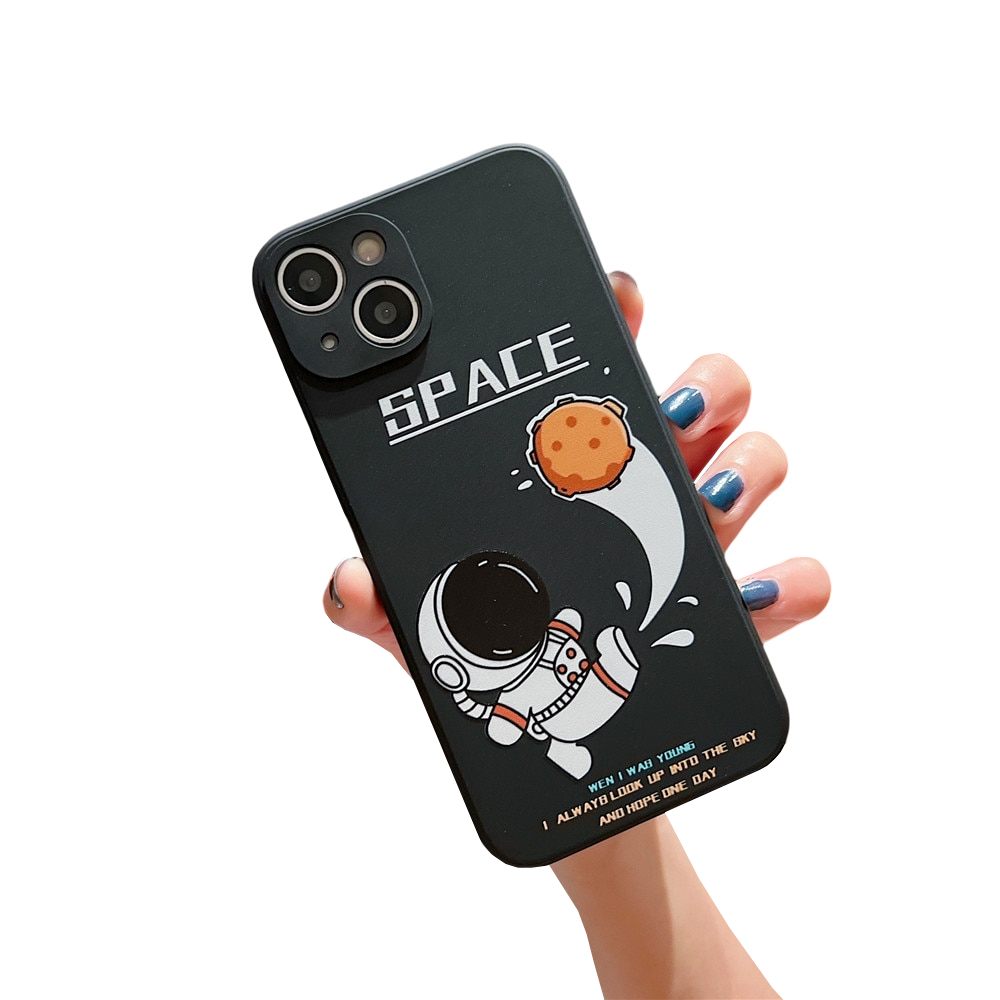 Anymob iPhone Black Astronaut Case Cartoon Soft Cover-Mobile Phone Cases-PEROZ Accessories