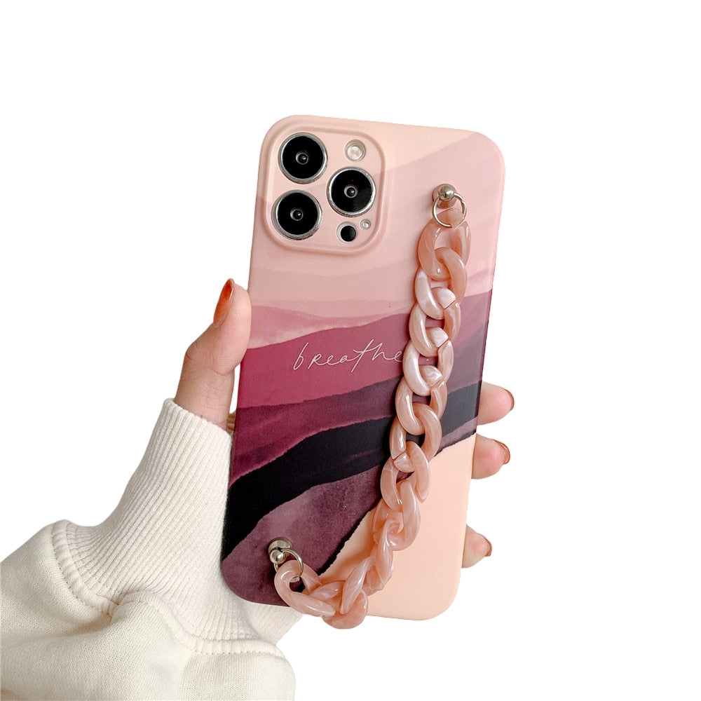 Anymob iPhone Pink Art Painting Marble Bracelet Phone Case Shockproof Soft Silicone Cover-Mobile Phone Cases-PEROZ Accessories