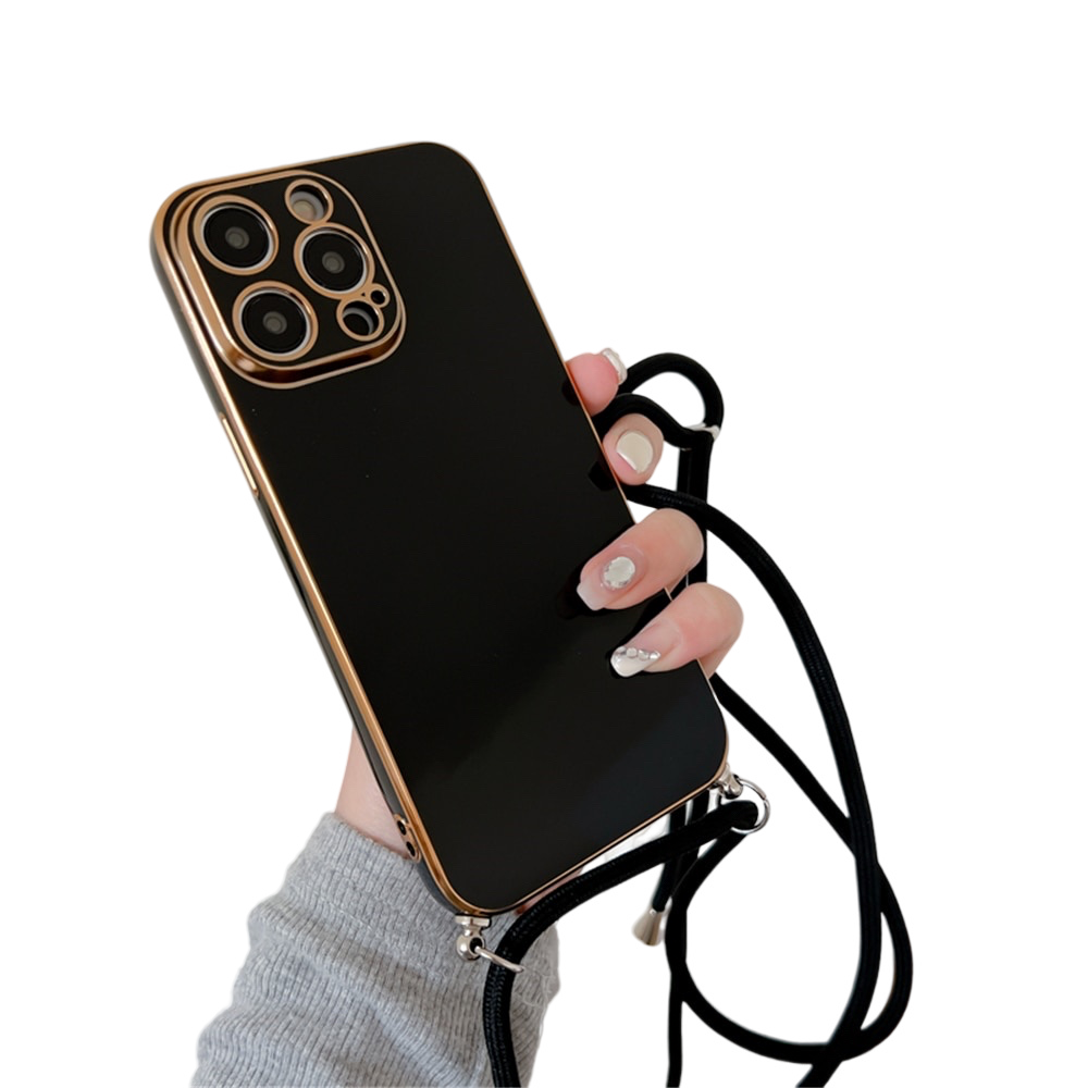 Anymob iPhone Case Black Necklace Lanyard Silicon Phone Cord Strap Cover-Mobile Phone Cases-PEROZ Accessories