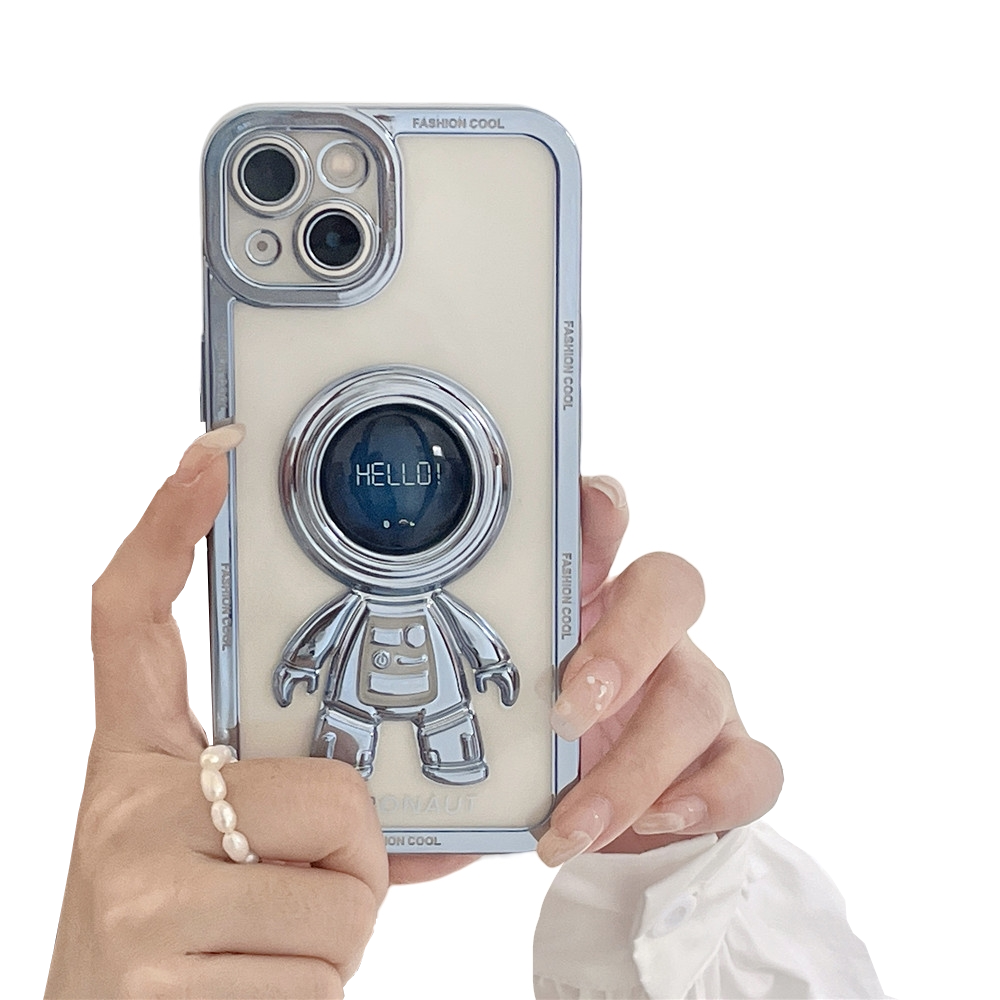 Anymob iPhone Case Space Blue Chromed Astronaut Foldable Holder Phone Cover-Mobile Phone Cases-PEROZ Accessories