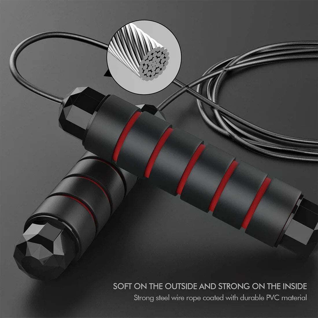 Anyfit Black Jumping Rope Tangle Free Rapid Speed Cable With Ball Bearings Steel Skipping Rope Gym Fitness Home Exercise Slim Body-Exercise & Fitness-PEROZ Accessories