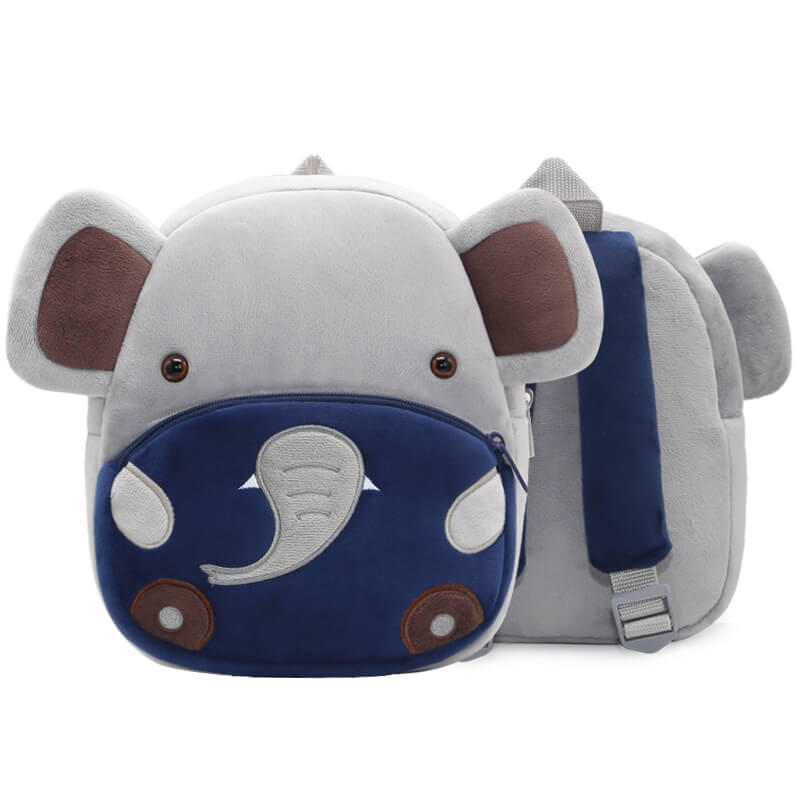 Anykidz 3D Grey Elephant Kids School Backpack Cute Cartoon Animal Style Children Toddler Plush Bag Perfect Accessories For Boys and Girls-Backpacks-PEROZ Accessories