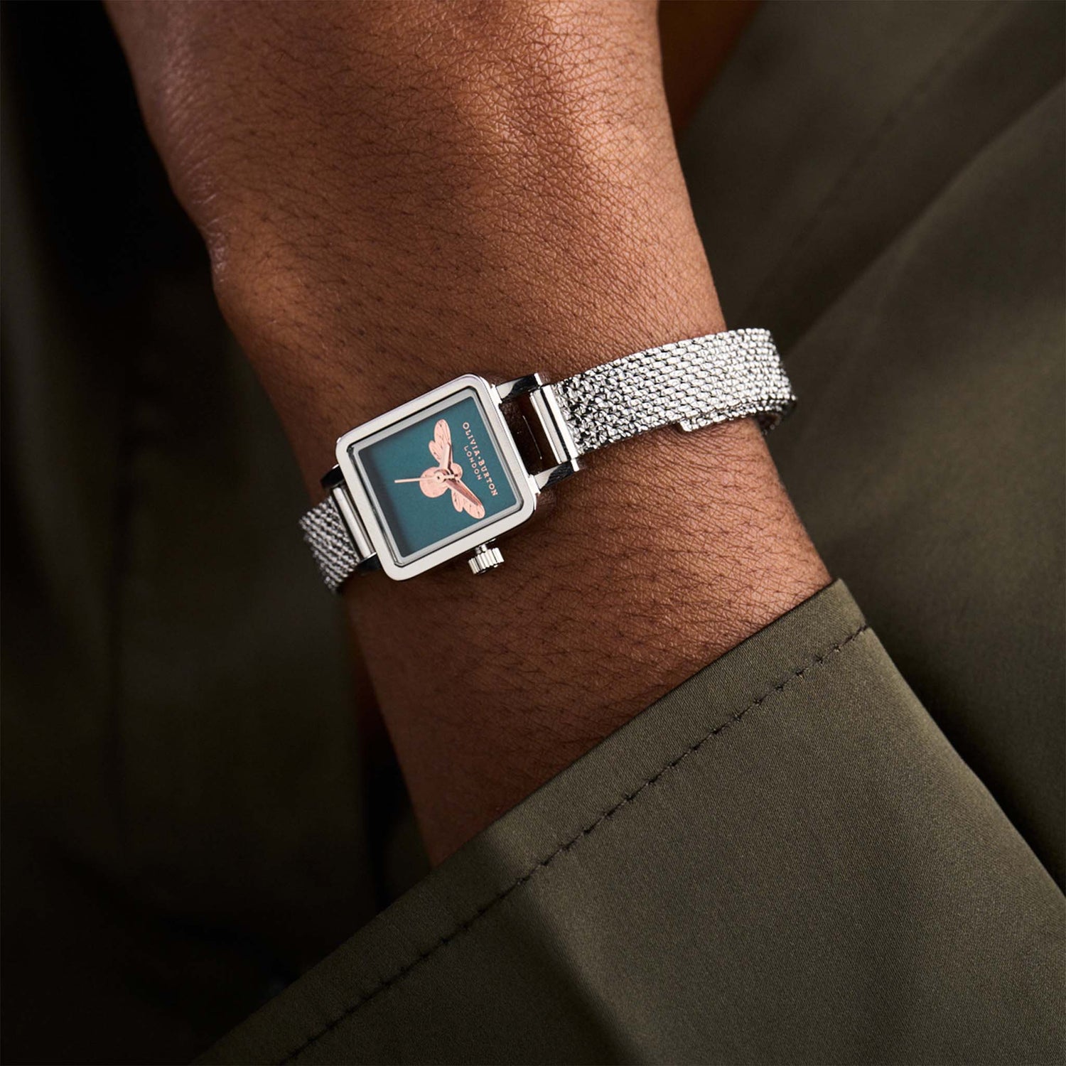 Olivia Burton Stainless Steel Navy Sunray & Bee Dial Ladies Watch - OB16FB27-Quartz Watches-PEROZ Accessories