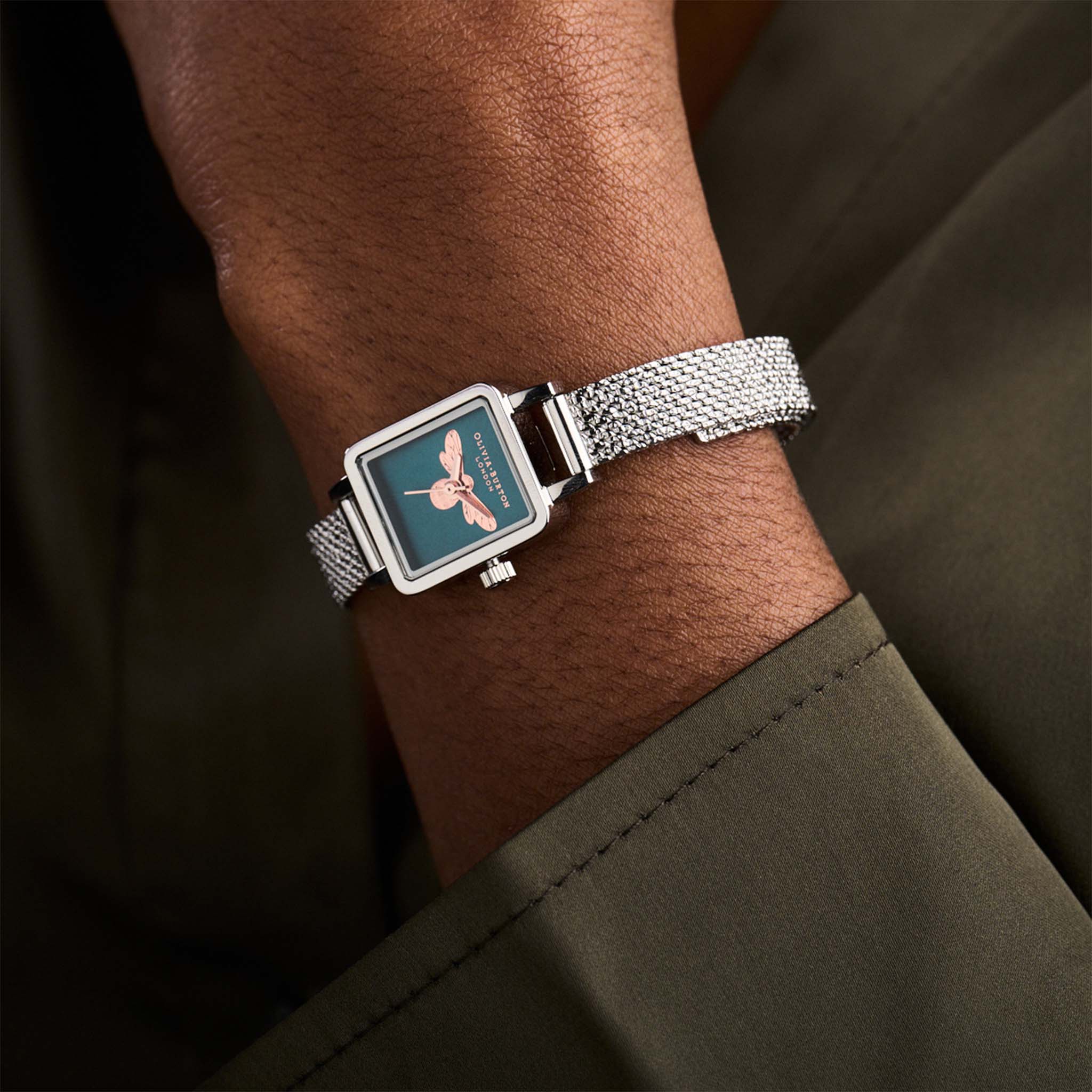 Olivia Burton Stainless Steel Navy Sunray & Bee Dial Ladies Watch - OB16FB27-Quartz Watches-PEROZ Accessories