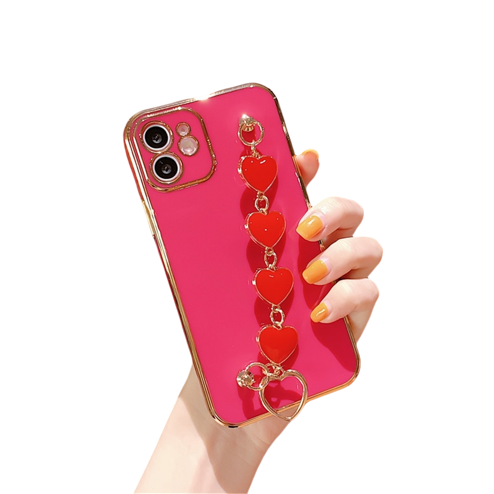 Anymob iPhone Case Pink Soft Silicone Bracelet Camera Protection Cover With Wristband-Mobile Phone Cases-PEROZ Accessories