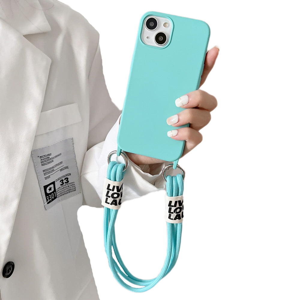 Anymob iPhone Case Sky Blue Lanyard Strap Soft Silicon Wristband Rope Matte Cover-Mobile Phone Cases-PEROZ Accessories