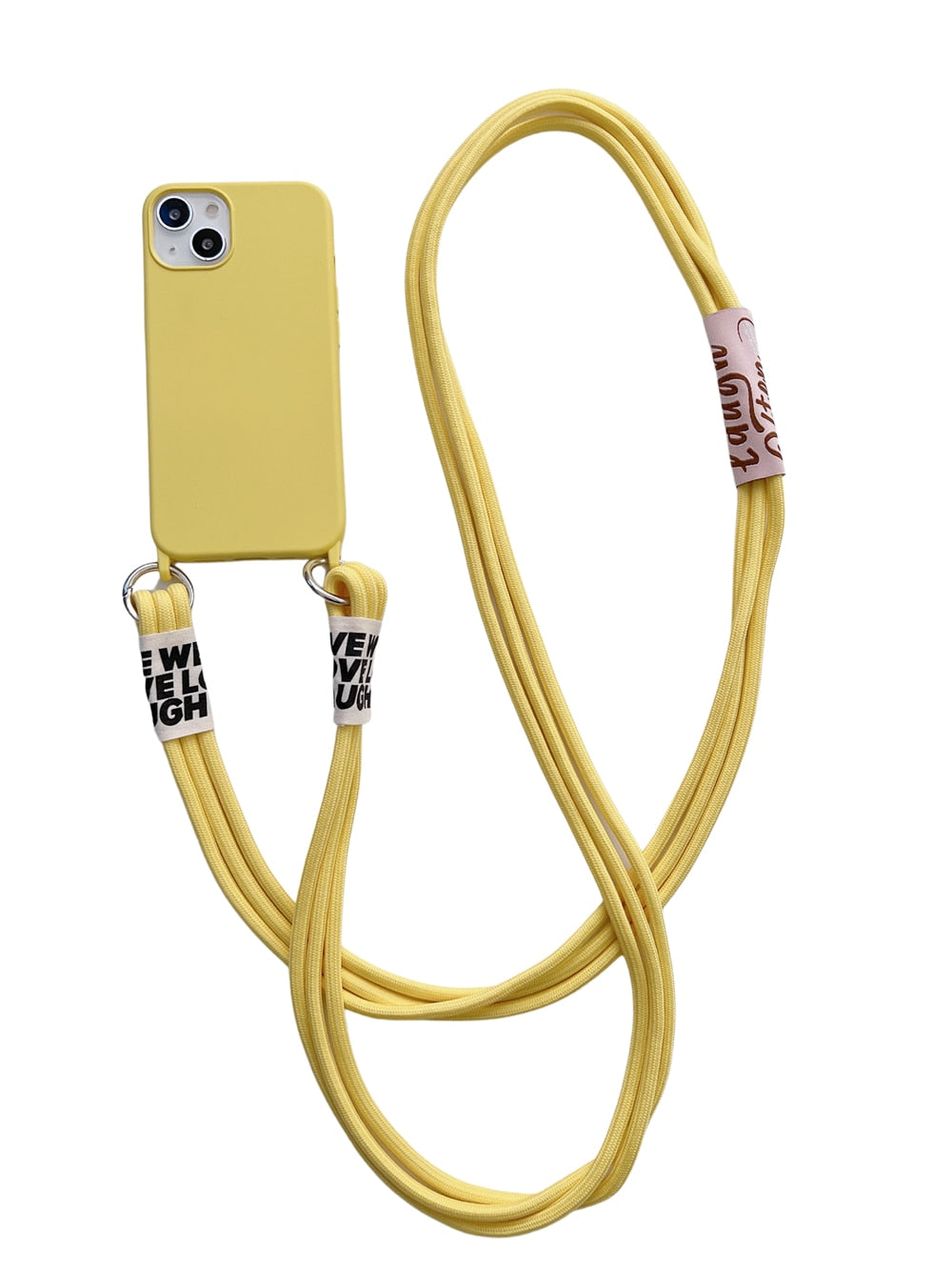 Anymob iPhone Yellow Crossbody Lanyard Neck Strap Cord Case Matte Soft Silicone Cover-Mobile Phone Cases-PEROZ Accessories