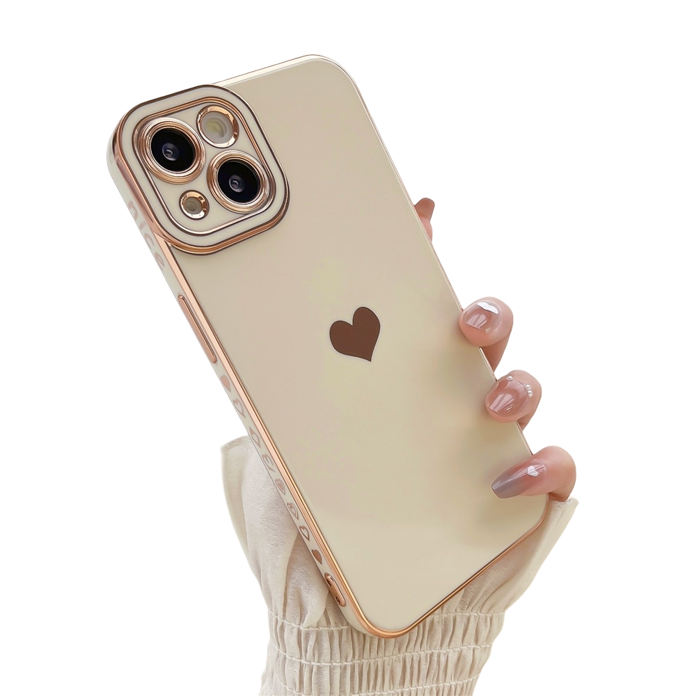 Anymob iPhone Case Off White Plating Love Heart Side Pattern Soft Phone Cover-Mobile Phone Cases-PEROZ Accessories