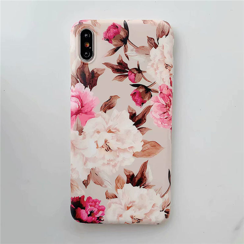 Anymob Samsung Floral Peach Marble Flower Case Back Cover Art Leaf Silicone Phone Protection-Mobile Phone Cases-PEROZ Accessories