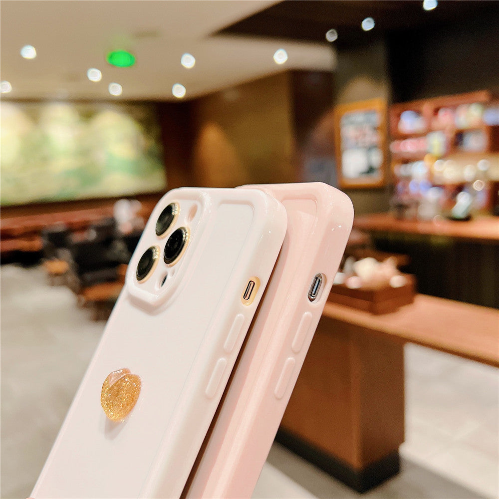 Anymob iPhone Case Pink Cute 3D Love Heart with Anti-lost Chain Bracelet Soft Protective Cover-Mobile Phone Cases-PEROZ Accessories