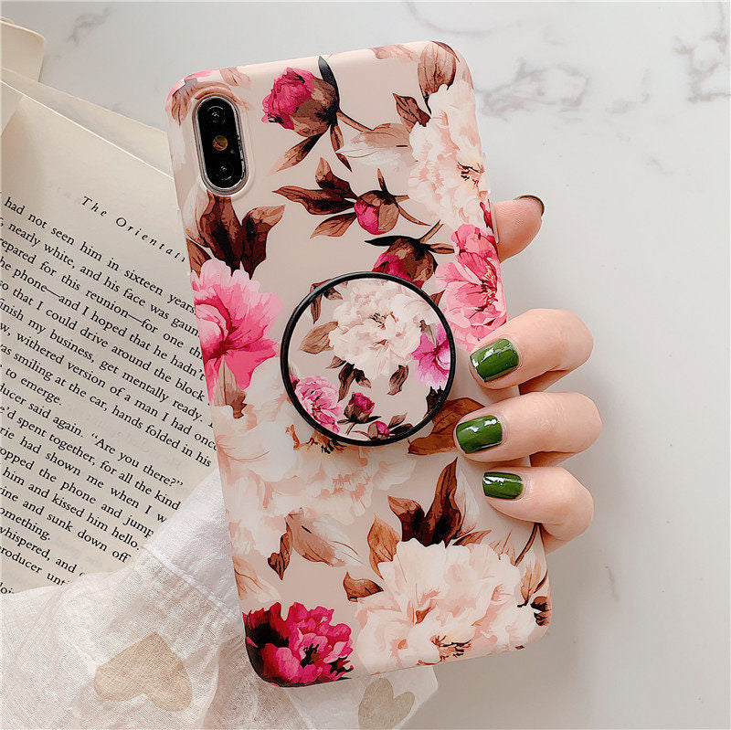 Anymob iPhone Case Red Holder Stand Silicone Phone Back Cover-Mobile Phone Cases-PEROZ Accessories