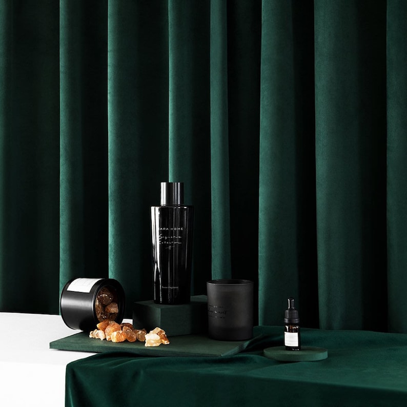 Anyhouz 200cm Green High Quality Modern Wool Velvet Blackout Curtains for Living Room Bedroom Dining Luxury Window Drape-Curtains & Drapes-PEROZ Accessories