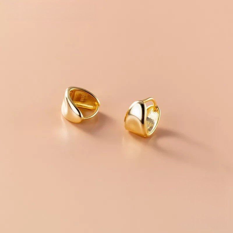 Anyco Fashion Earrings Gold 925 Sterling Silver Minimalist Punk Plated 18k Glossy Huggies for Women Men Jewelry-Earrings-PEROZ Accessories
