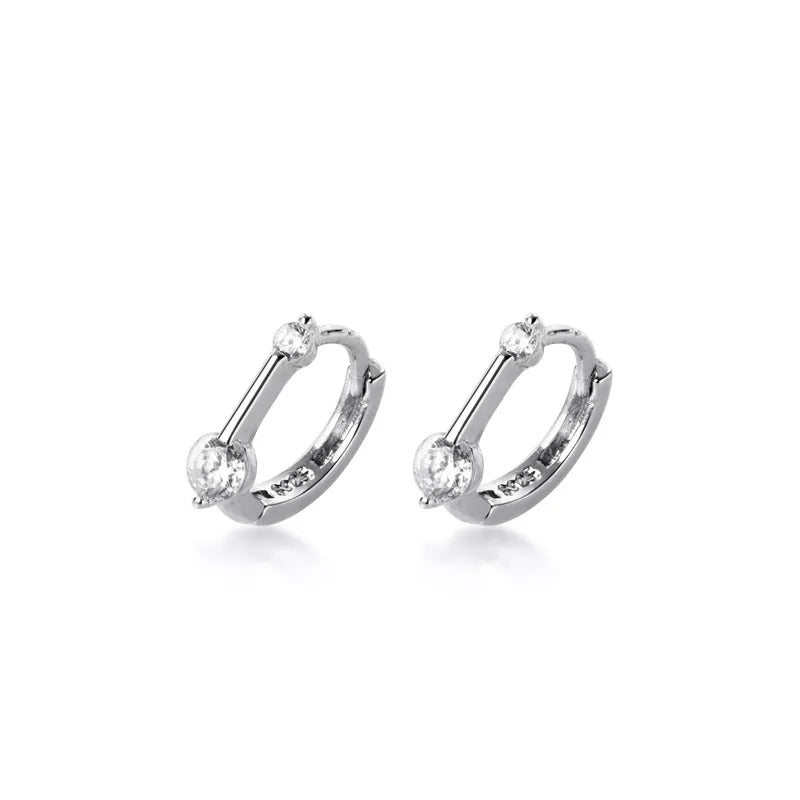 Anyco Fashion Earrings Sterling Silver Minimalism Geometric Strips Zircon Mini Small Stud for Women Teen Unisex Jewelry Gifts-Earrings-PEROZ Accessories