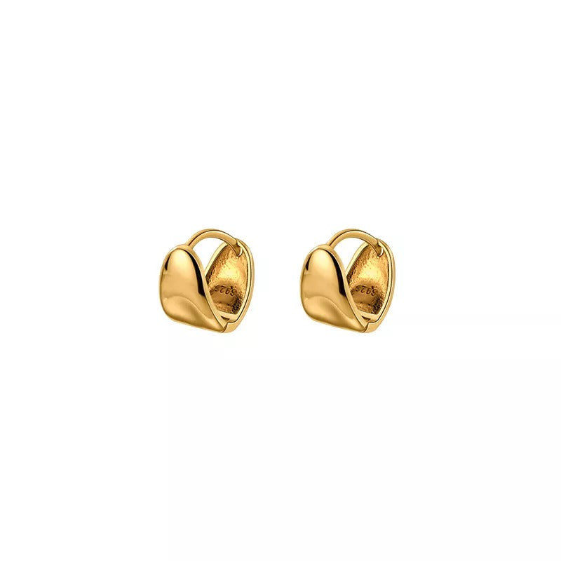 Anyco Fashion Earrings Gold 925 Sterling Silver Minimalist Punk Plated 18k Glossy Huggies for Women Men Jewelry-Earrings-PEROZ Accessories