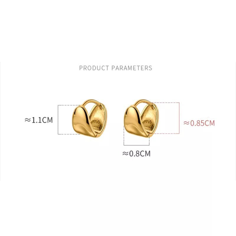 Anyco Fashion Earrings Gold 925 Sterling Silver Minimalist Punk Plated 18k Glossy Huggies for Women Men Jewelry-Earrings-PEROZ Accessories