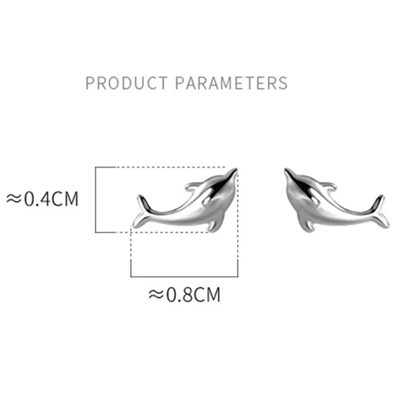 Anyco Fashion Earrings 925 Sterling Silver Simple Glossy Gold Ocean Dolphin Stud for Women Cute Chic Party Piercing Jewelry-Earrings-PEROZ Accessories