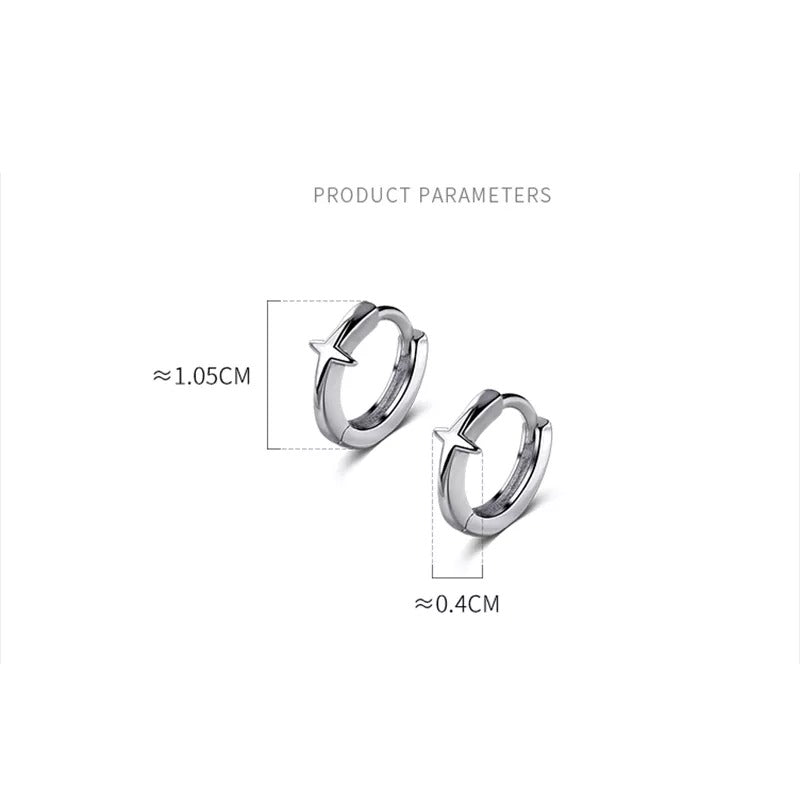 Anyco Fashion Earrings 925 Sterling Silver Simple Punk Gothic Black Star Ear Buckle for Women Men Classic Party Body Piercing Jewelry-Earrings-PEROZ Accessories