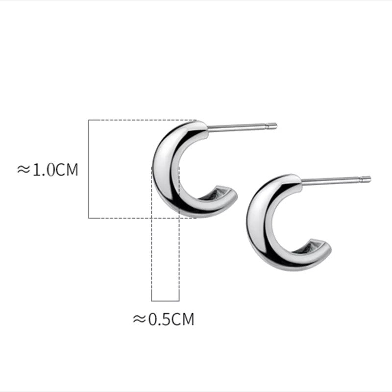 Anyco Fashion Earrings Gold 925 Sterling Silver Minimalist Glossy Statement Stud for Women Trend Mens Party Jewelry Accessories-Earrings-PEROZ Accessories