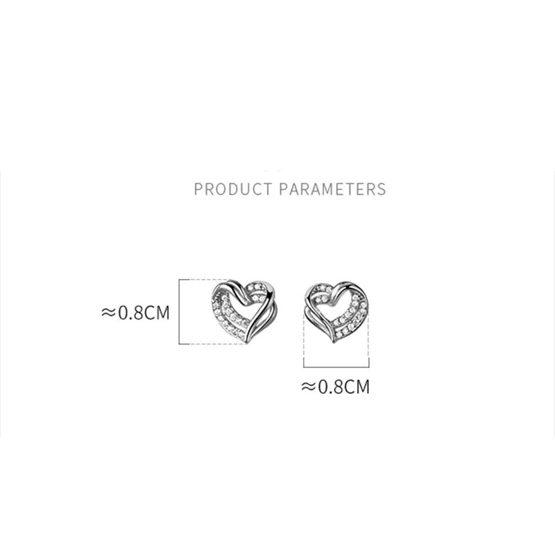 Anyco Fashion Earrings Gold 925 Sterling Hollow Double Love Heart Stud for Women Romantic Wedding Girlfriend Jewelry Gift-Earrings-PEROZ Accessories