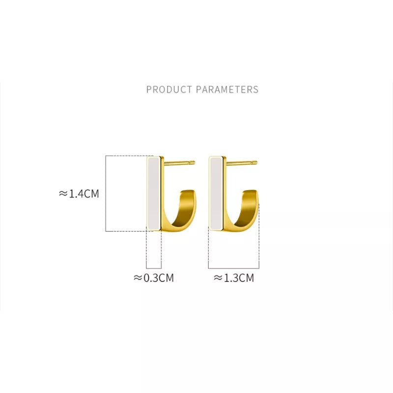 Anyco Fashion Earrings Gold 925 Sterling Silver Geometric Square White Enamel Elegant Stud for Women Jewelry-Earrings-PEROZ Accessories