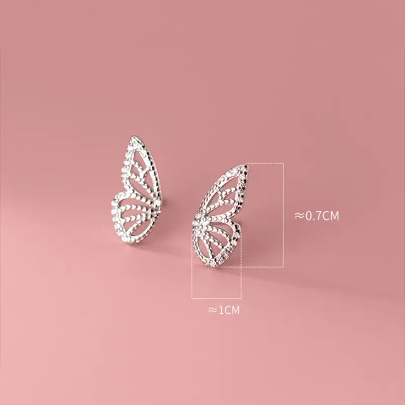 Anyco Fashion Earrings Gold 925 Sterling Romantic Butterfly Small Stud for Women Charm Jewelry Girl Gift-Earrings-PEROZ Accessories