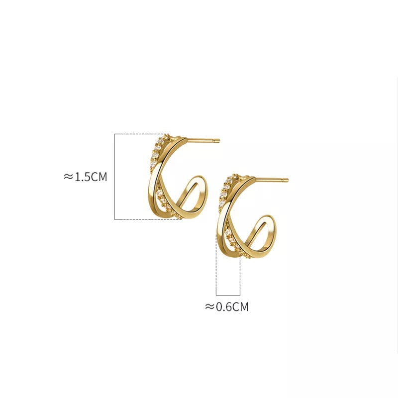 Anyco Fashion Earrings Silver 925 Sterling Cross Shiny Zircon Stud for Women Punk Elegant Unique Golden Jewelry Female-Earrings-PEROZ Accessories