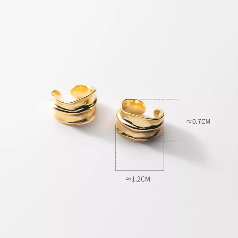 Anyco Fashion Earrings Silver 925 Sterling Silver Simple No Piercing Three-layer Geometric Ear Clip Women Ear Cuff Jewelry-Earrings-PEROZ Accessories