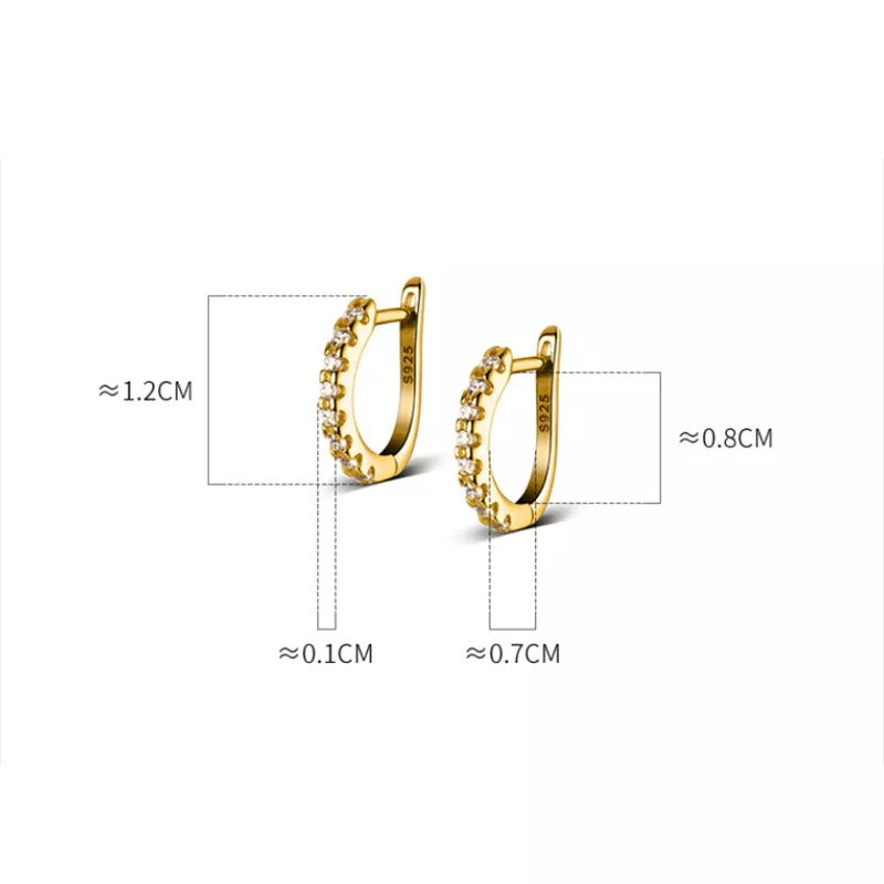 Anyco Fashion Earrings Silver 925 Sterling Exquisite Zircon Huggies Hoop for Women Piercing Jewelry-Earrings-PEROZ Accessories