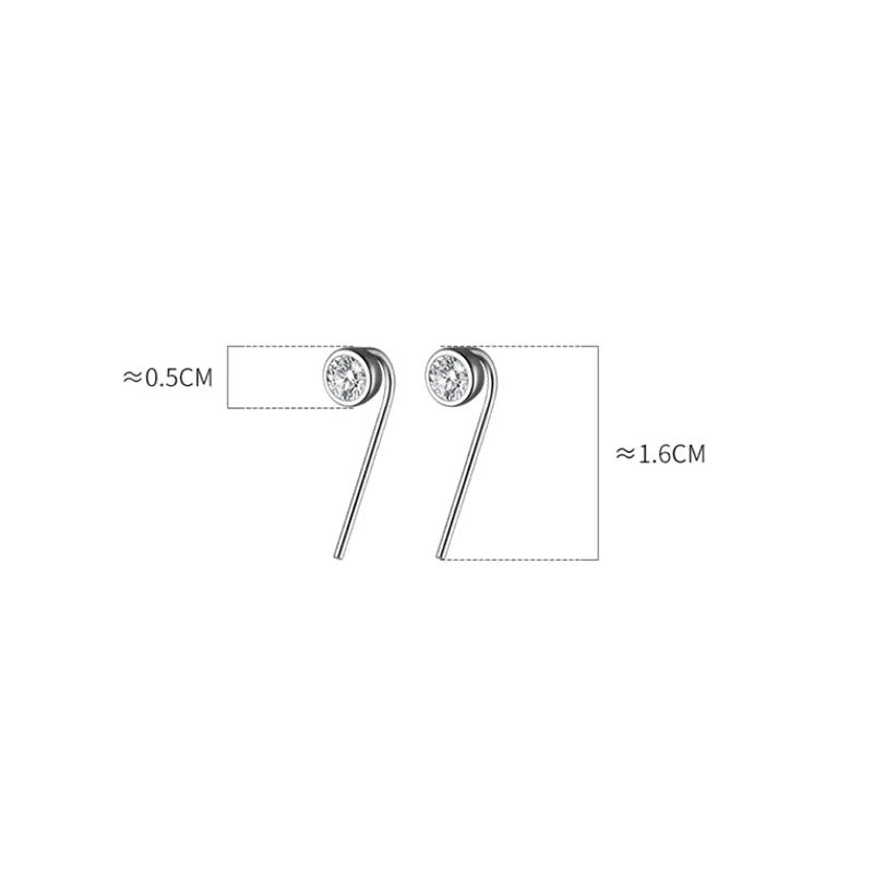 Anyco Fashion Earrings Gold 925 Sterling Silver Round Shiny Zircon Ear Hooks Minimalism Stud Jewelry Women Accessories-Earrings-PEROZ Accessories