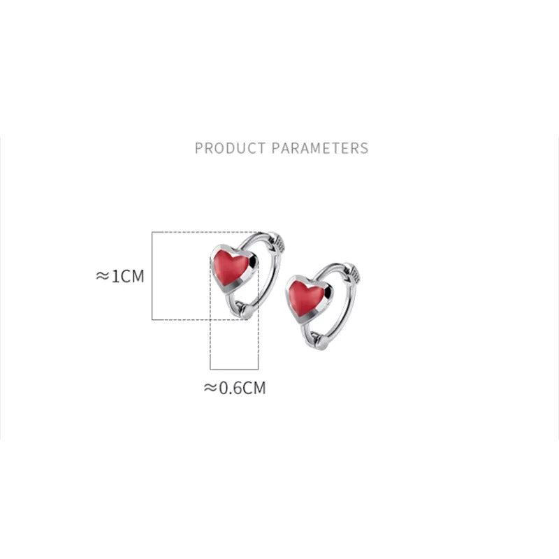 Anyco Fashion Earrings Gold 925 Sterling Silver Romantic Love Heart Red Enamel Piercing Women Jewelry Ear Buckle-Earrings-PEROZ Accessories