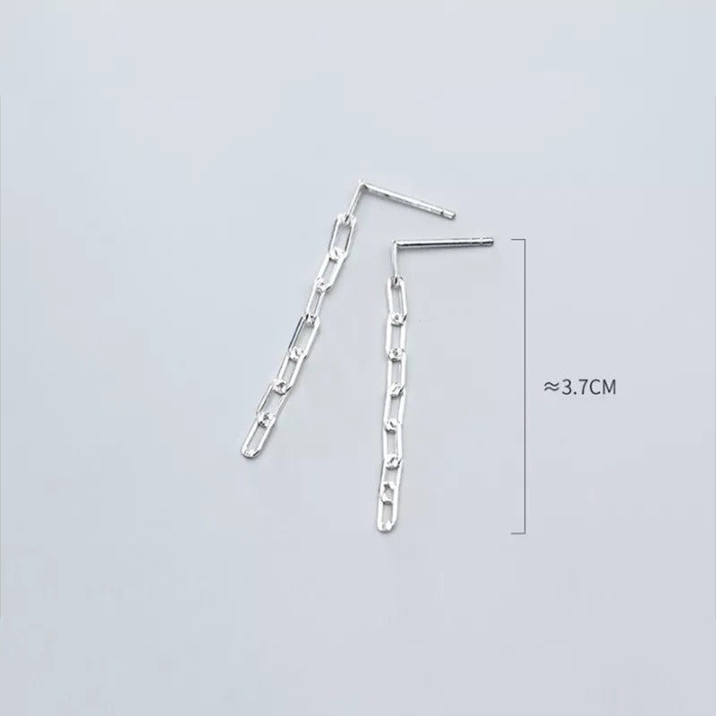 Anyco Fashion Earrings Sterling Silver Cuban Link Chain Dangle Long Stud for Women Gothic Bohemian Jewelry Accessories-Earrings-PEROZ Accessories