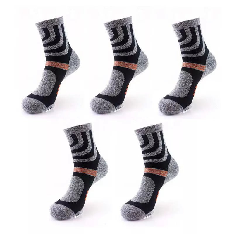 Anysox 5 Pairs One Size 5-11 Grey Cotton Compression Trekking With Formal Work Male Socks Meia Contrast Color Designer Brand Fit For Man-Socks-PEROZ Accessories